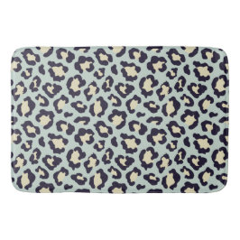 Leopard teal, svart, gult trendig badrumsmatta