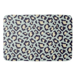 Leopard teal, svart, gult trendig badrumsmatta