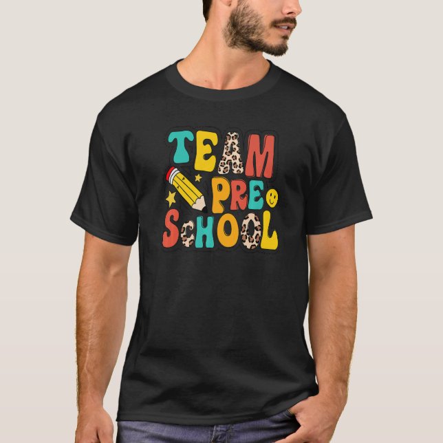 Leopard Team Preschool Teacher Student första dage T Shirt (Framsida)