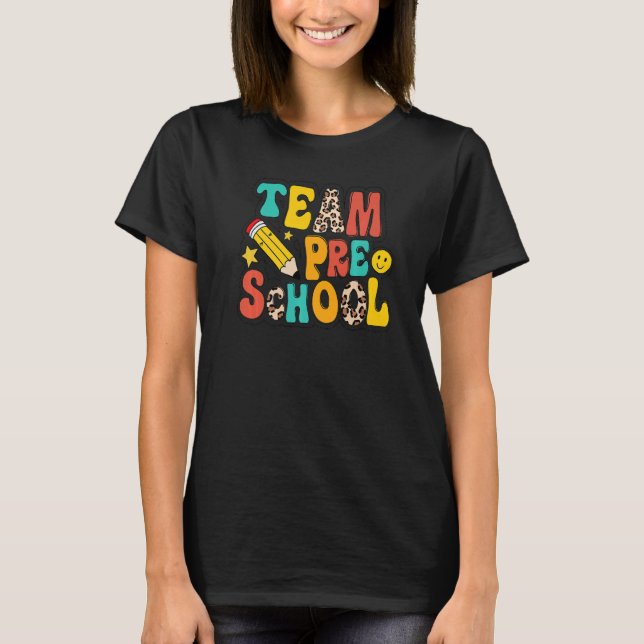 Leopard Team Preschool Teacher Student första dage T Shirt (Framsida)