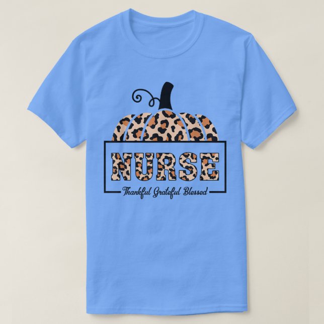 Leopard Thankful, tacksam, välsignad Pumpkin Hallo T Shirt (Design framsida)