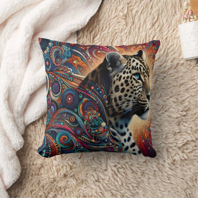 Leopard Thrill: Fåglar och Gren med fetstil Kudde (Filt)
