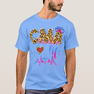 Leopard Tie Dye CMA Life Stethoscope Leopard Nurse T Shirt