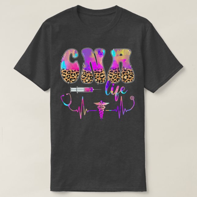 Leopard Tie Dye CNA Nurse Stethoscope Nurse Week T Shirt (Design framsida)