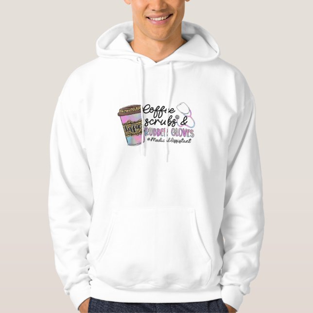 Leopard Tie Dye Coffee Scrubs handsksis Medical As Hoodie (Framsida)