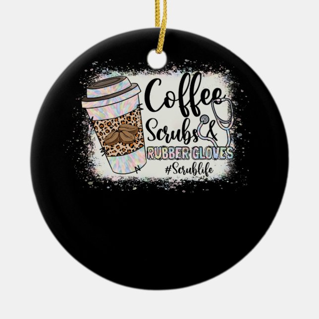 Leopard Tie Dye Coffee Scrubs Rubber Glove SCrub Julgransprydnad Keramik (Framsidan)