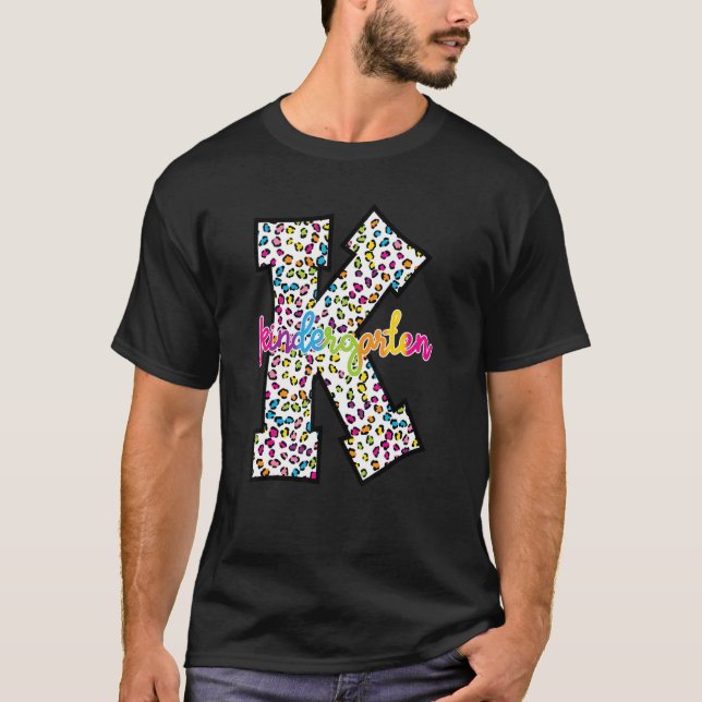 Leopard Tie Dye Kindergarten Teacher Student Back T Shirt (Framsida)