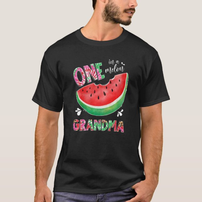 Leopard Tie Dye One In A Melon Grandma Watermelon  T Shirt (Framsida)