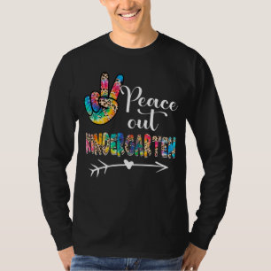 Leopard Tie Dye Peace Out Kindergarten Lycklig för T Shirt