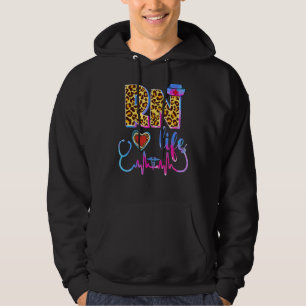 Leopard Tie Dye Rn Life Stethoscope Leopard Nurse Hoodie