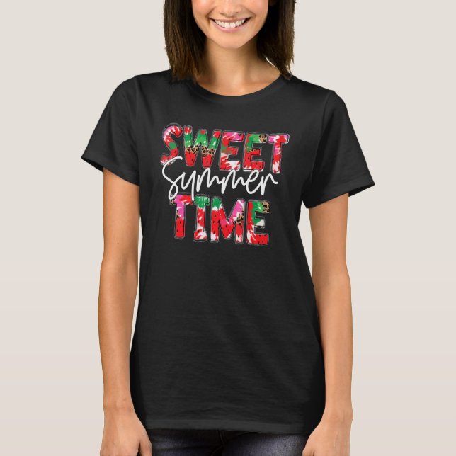 Leopard Tie Dye Sweet Summer Watermelon Summe T Shirt (Framsida)
