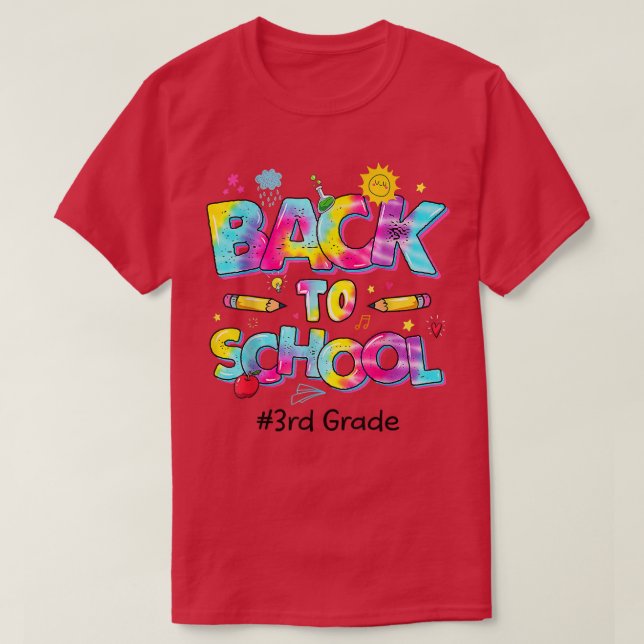 Leopard Tie Dye Team 3rd Klass Funny tillbaka till T Shirt (Design framsida)