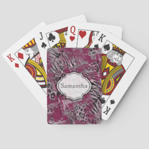Leopard tiger grått Burgundy-märkt djurhud. Casinokort