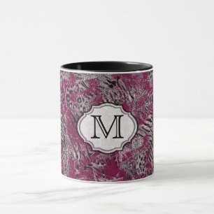 Leopard tiger grått Burgundy-märkt djurhud. Mugg