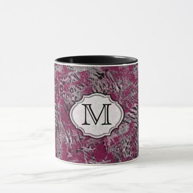 Leopard tiger grått Burgundy-märkt djurhud. Mugg (Center)