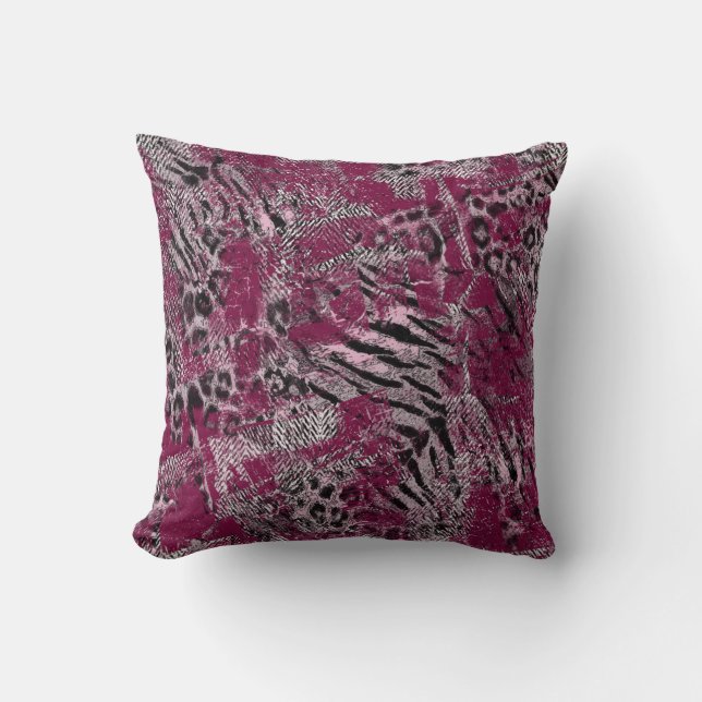 Leopard tiger grått maronsaft kudde (Framsida)