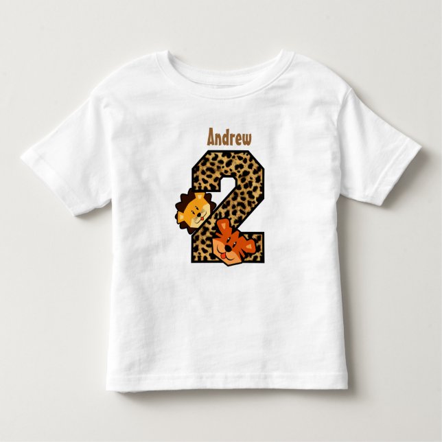 Leopard Tiger Lejon 2 år gammal Tee Shirt (Framsida)