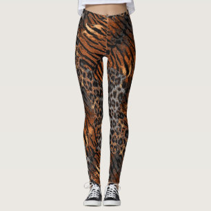 Leopard tiger skin trendig fläckig strimmig katt leggings