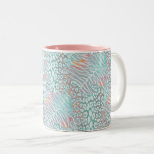 Leopard, tiger, skinn, fläckig, randig, Turkos, Två-Tonad Mugg