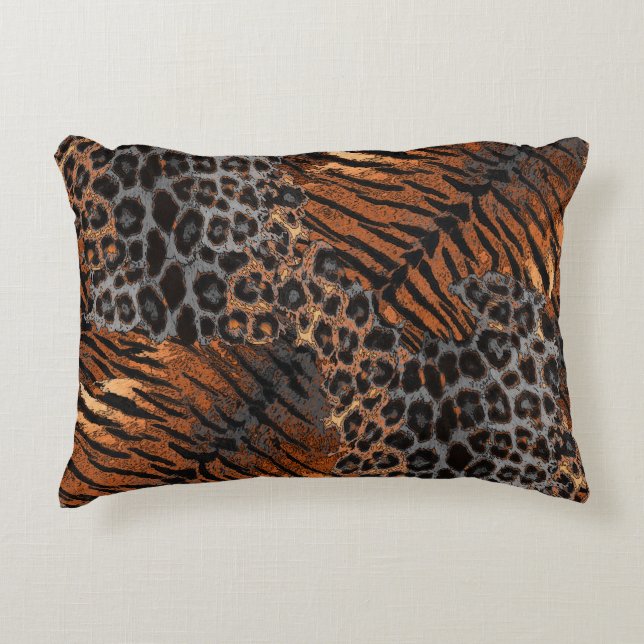 Leopard tiger skinn trendy prydnadskudde (Framsidan)