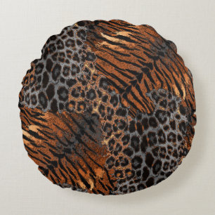 Leopard tiger skinn trendy rund kudde