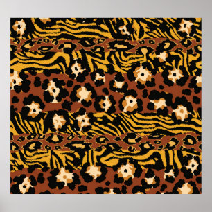 Leopard, tiger skinsar, vild mönster. poster