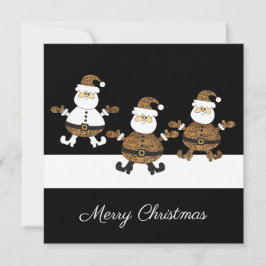 Leopard Trippel Santa Snö På Svart Illustration