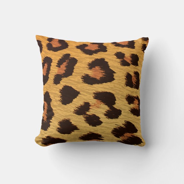 Leopard Tryck Djur  Guld & Brun Gepardskinn Kudde (Framsida)