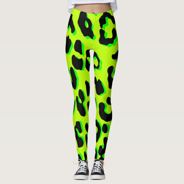 Leopard Tryck Gul Leggings (Framsida)