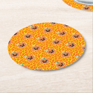 Leopard tryck Halloween mönster Underlägg Papper Rund