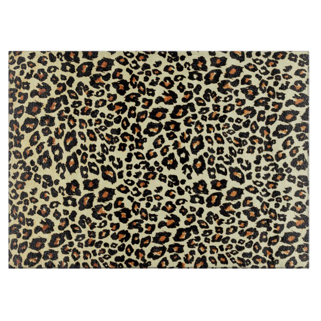 Leopard Tryck Konst Glas Skärbräda (Framsidan)