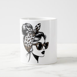 Leopard Tryck Mode Flickor Kaffe Mugg Jumbo Mugg