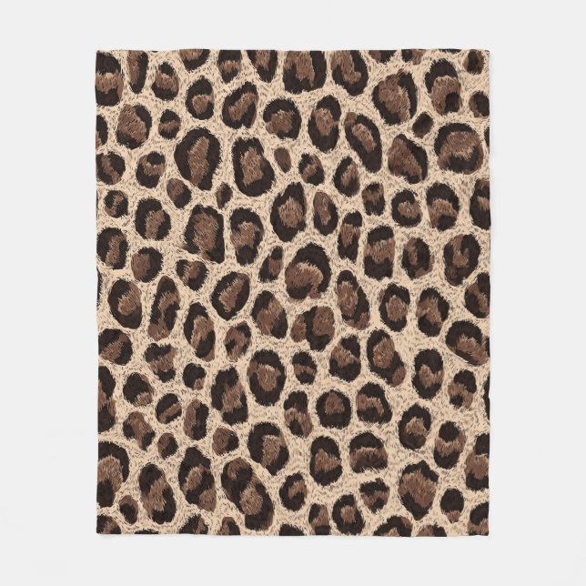 Leopard Tryck Mörkbrun Gepard Djur Mönster Fleecefilt (Framsidan)