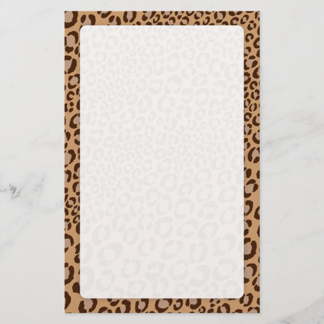 Leopard Tryck/Naturlig/Lägg till bakgrundsfärg!! Brevpapper (Framsida)