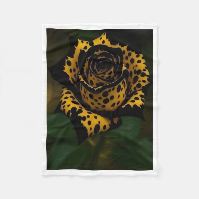 Leopard Tryck Ros Blomma Täcke Fleecefilt (Framsidan)