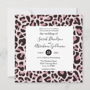 Leopard Tryck Rosa Guld Bröllopsinbjudningar Inbjudningar