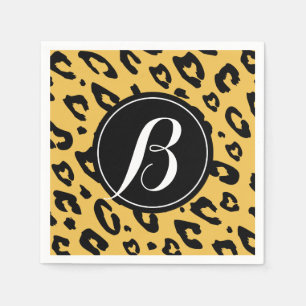 Leopard tryck servetter med personlig monogram