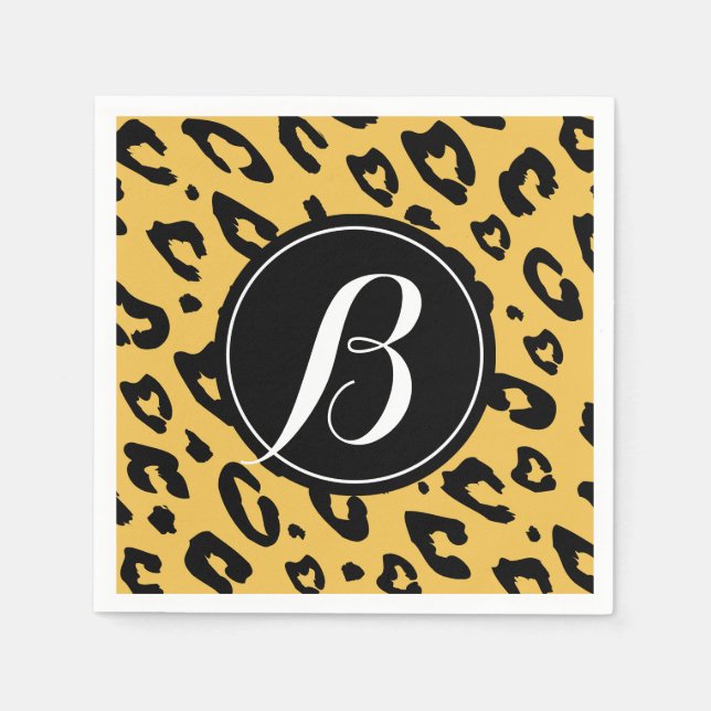 Leopard tryck servetter med personlig monogram (Framsidan)