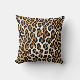 Leopard Tryck Tan Vit Kudde