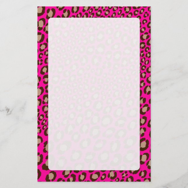 Leopard Tryck/varm rosa/gör-det-själv bakgrundsfär Brevpapper (Framsida)