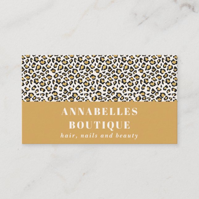 Leopard-tryckning, ursprunglig typografi, djärv mo visitkort (Framsida)