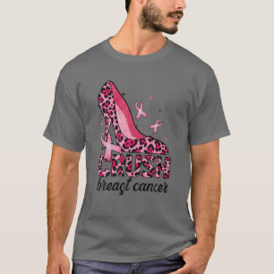 Leopard tryckt High Heel Crush Breast Cancer Awar T Shirt