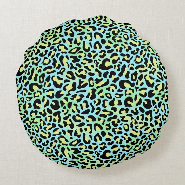 Leopard Tryckt Rund Kudd Kudde (Baksidan)