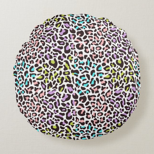 Leopard Tryckt Rund Kudd Kudde (Framsidan)