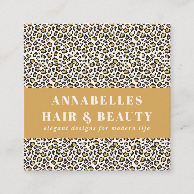 Leopard tryckt ursprunglig typografi fet modern gu fyrkantigt visitkort (Framsida)