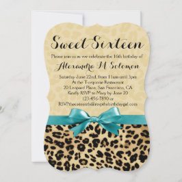 Leopard Turcoise Bow Sweet 16-partsinbjudan Inbjudningar