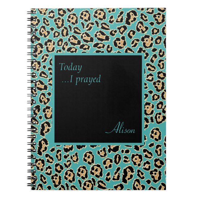 Leopard Turcouise Anpassningsbar Prayer Journal Anteckningsbok (Framsidan)