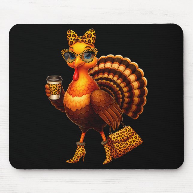 Leopard Turkey Drinking Coffee Thanksgiving Women  Musmatta (Framsidan)