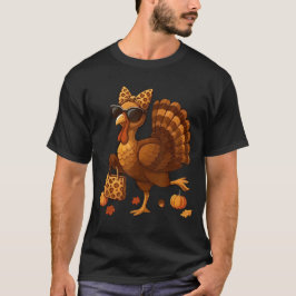 Leopard Turkey with Sunglasses Funny Thanksgiving T Shirt