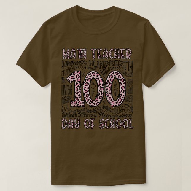 Leopard Typography 100-dagen i skolmatematik T Shirt (Design framsida)
